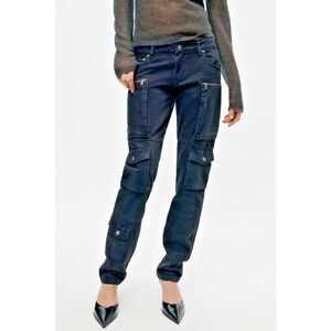 Zara Jeans Size‎ 2 Black The Slim Cargo Mid Rise Zippered Pockets Gothic